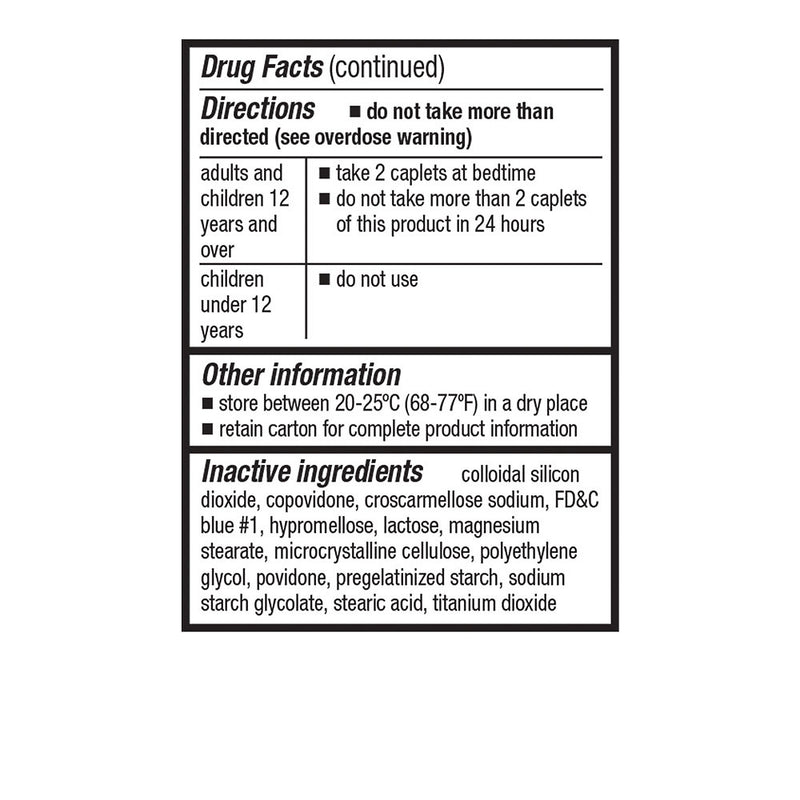 Acetaminophen PM Extra-Strength 500 mg Caplets, 50 ct, QC99597