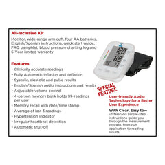 Blood Pressure Monitor Premium Talking w/ Wide Range Cuff