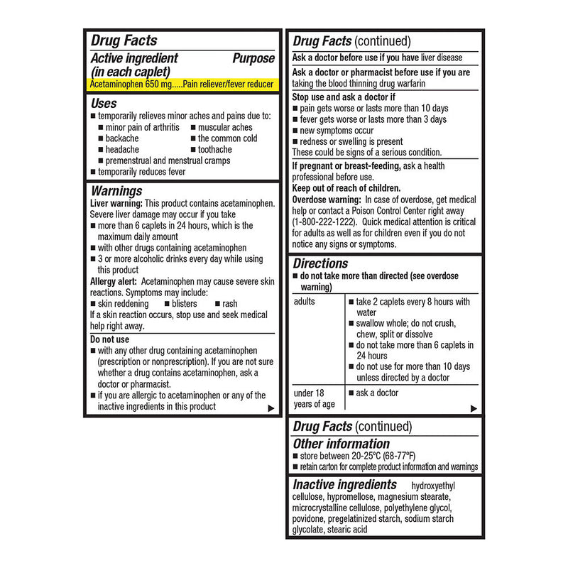 Acetaminophen 650 mg Arthritis Caplets, 50 ct, QC95498