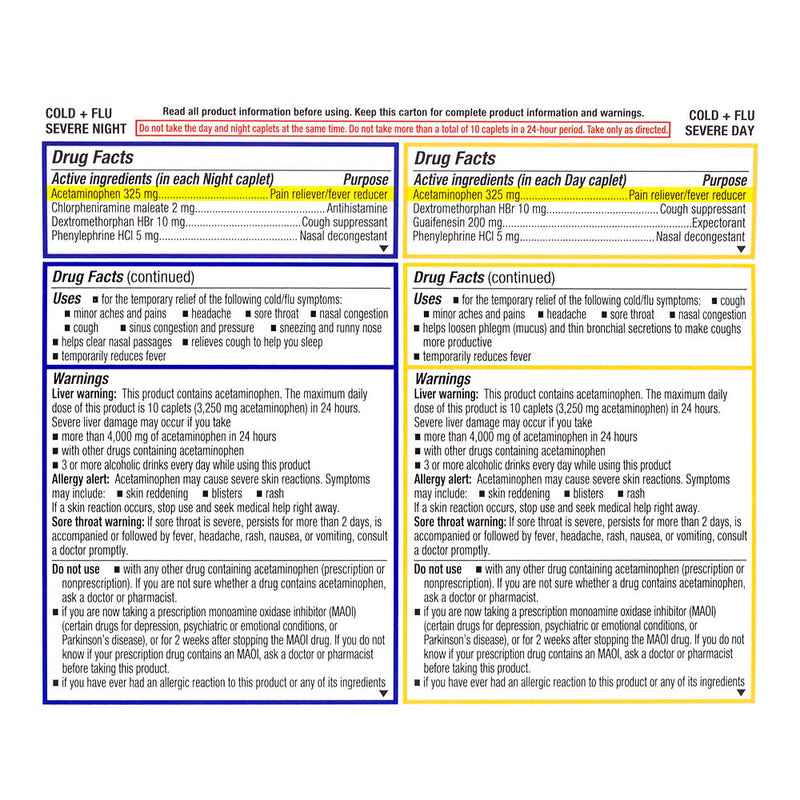 Cold & Flu Daytime/Nighttime Severe Caplets, 24 ct, QC99621