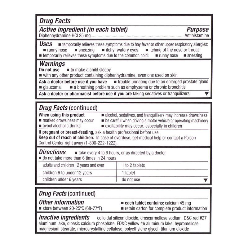 Allergy Relief Tablets, 100 ct, QC94577
