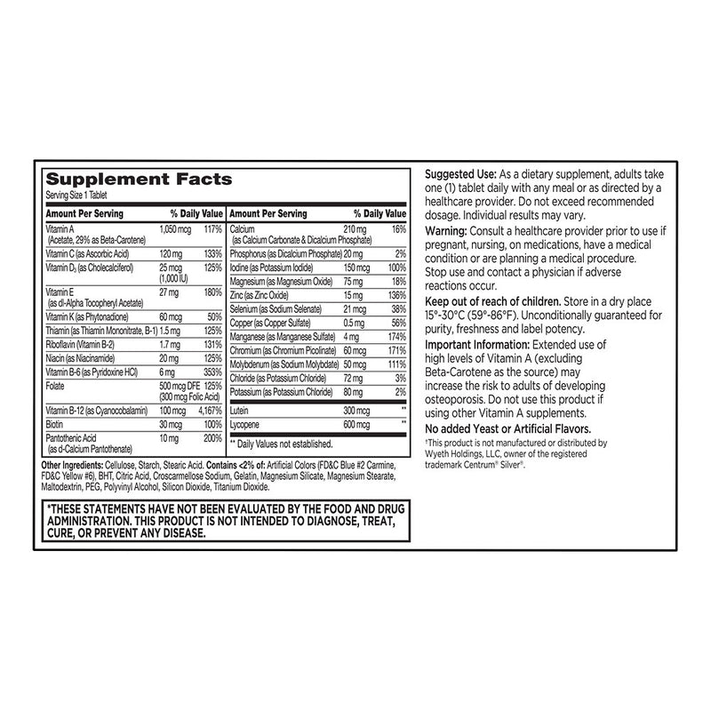 Multi-Vite Men's 50+ Multivitamin Tablets, 100 ct, QC99143