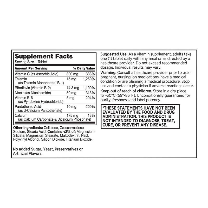 Vitamin B Complex plus C Tablets, 100 ct, QC90168