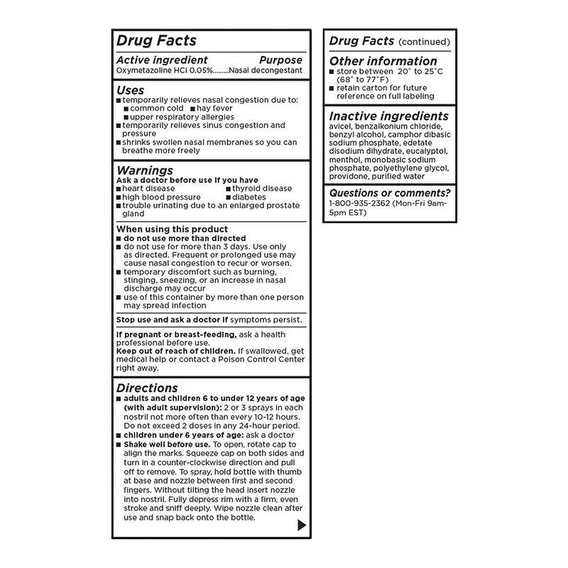 Nasal Mist No-Drip 12-Hour Severe Congestion Spray, 1 oz, QC98846
