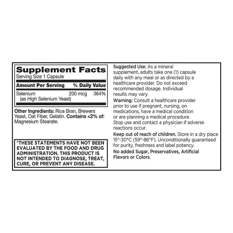 Selenium 200 mcg Caplets, 100 ct, QC99866
