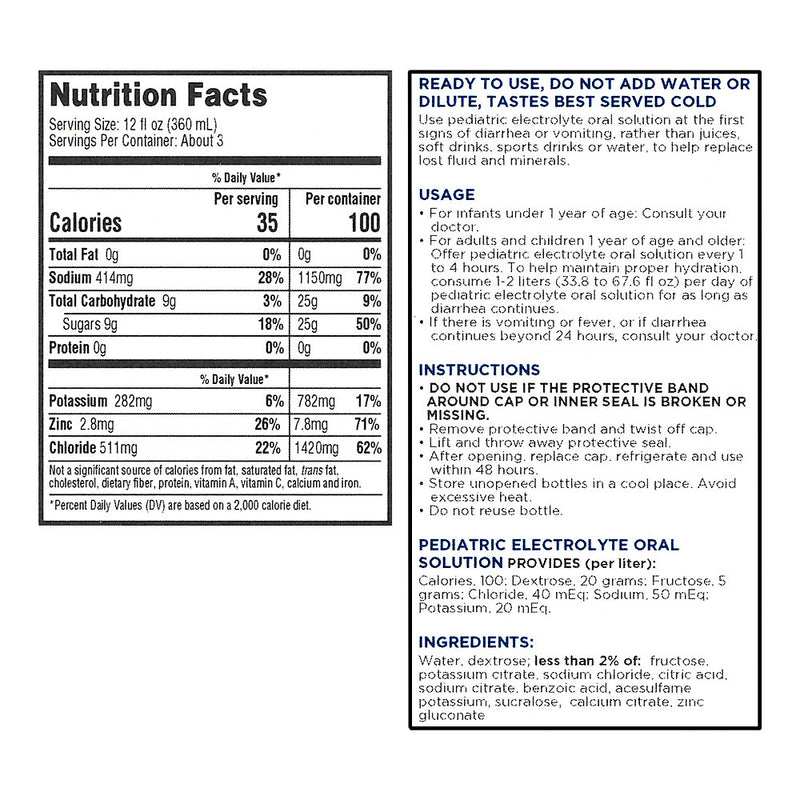 Pediatric Electrolyte with Zinc, Unflavored, 33.8 oz, QC99725