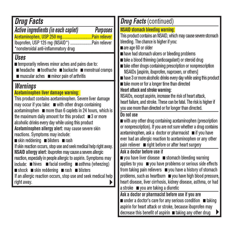 Dual Action Pain Reliever Caplets
