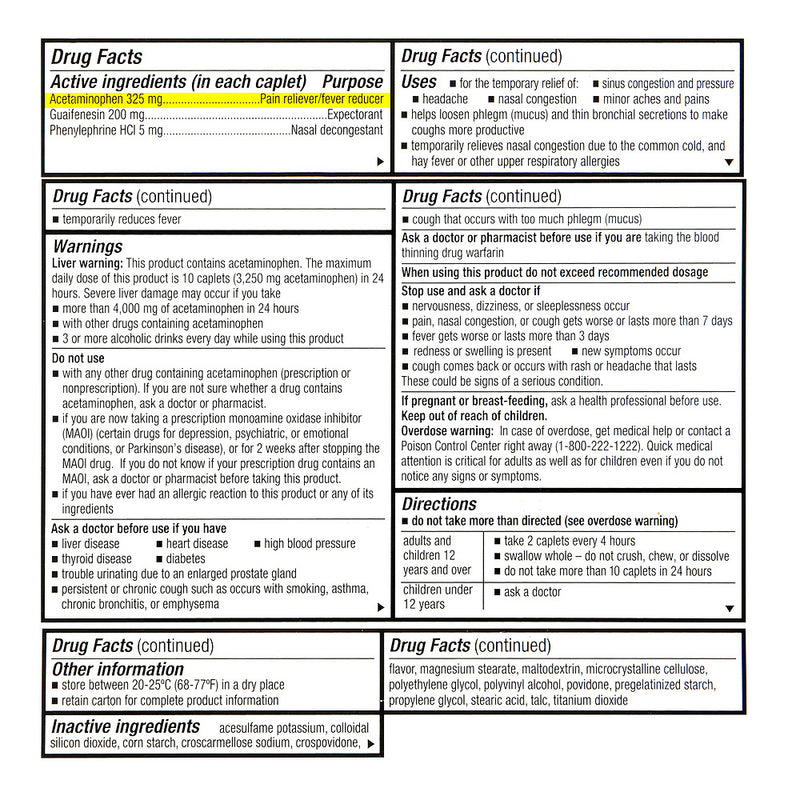 Severe Sinus Congestion & Pain Cool Taste Caplets, 24 ct, QC95990