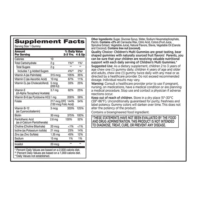 Children's Multivitamin Gummies, Fruit Flavors, 60 ct, QC99317