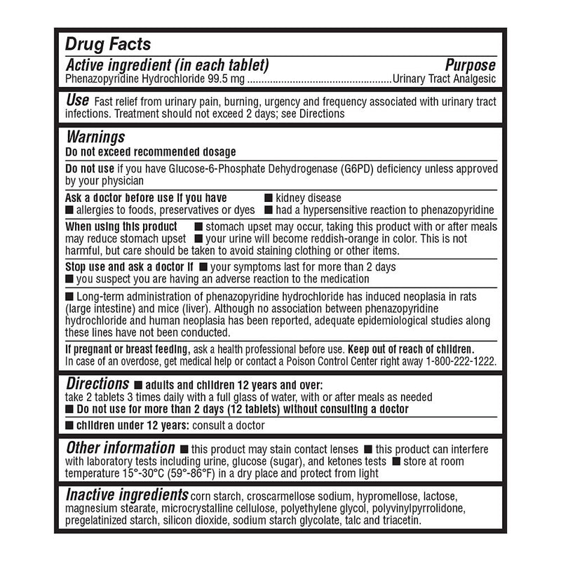 Urinary Pain Relief Max-Strength Tablets, 12 ct, QC96526