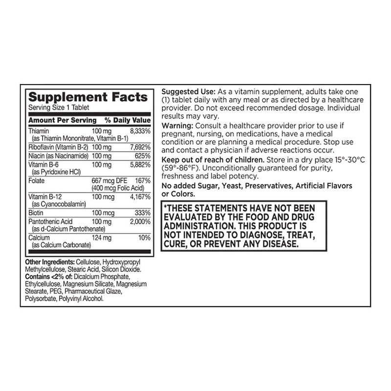 Vitamin B-100 Complex Prolonged-Release Tablets, 50 ct, QC96590