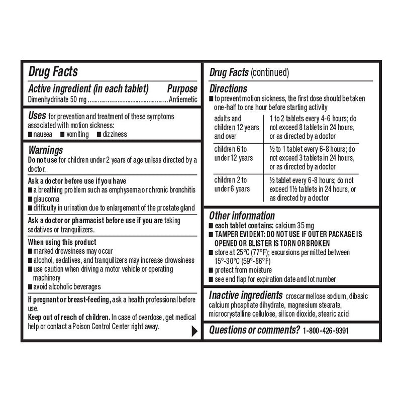 Motion Sickness Relief Tablets, 12 ct, QC99713