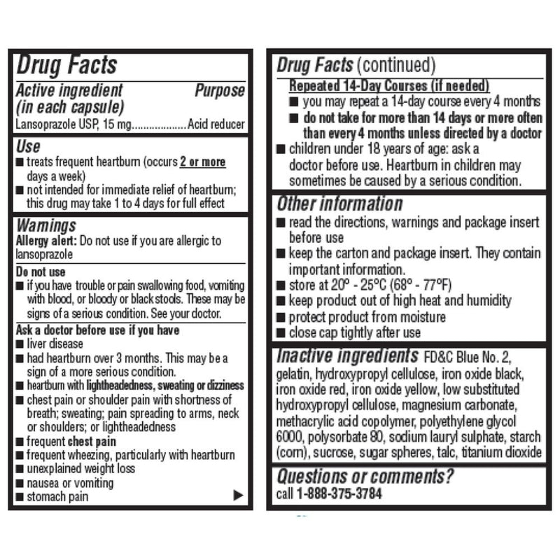 Lansoprazole 15 mg Acid Reducer Capsules, 14 ct, QC99751
