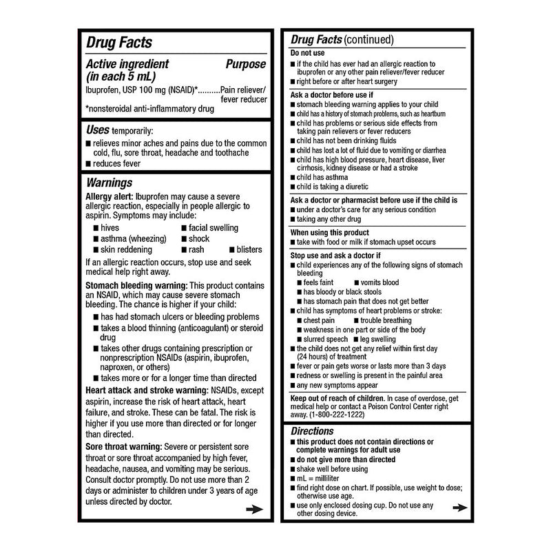 Ibuprofen Children's Suspension, Berry Flavor, 4 oz, QC99578