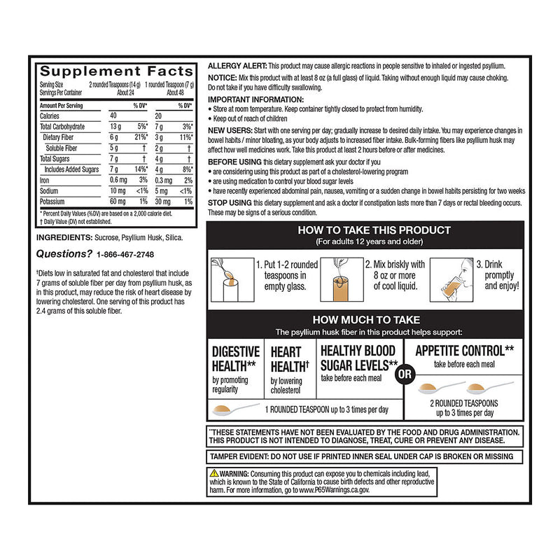 Fiber Powder Natural Original 48 Doses, 13 oz, QC94675 | quality-choice ...