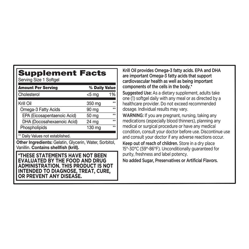 Krill Oil 350 mg plus 90 mg Omega-3 Softgels, 30 ct, QC99579