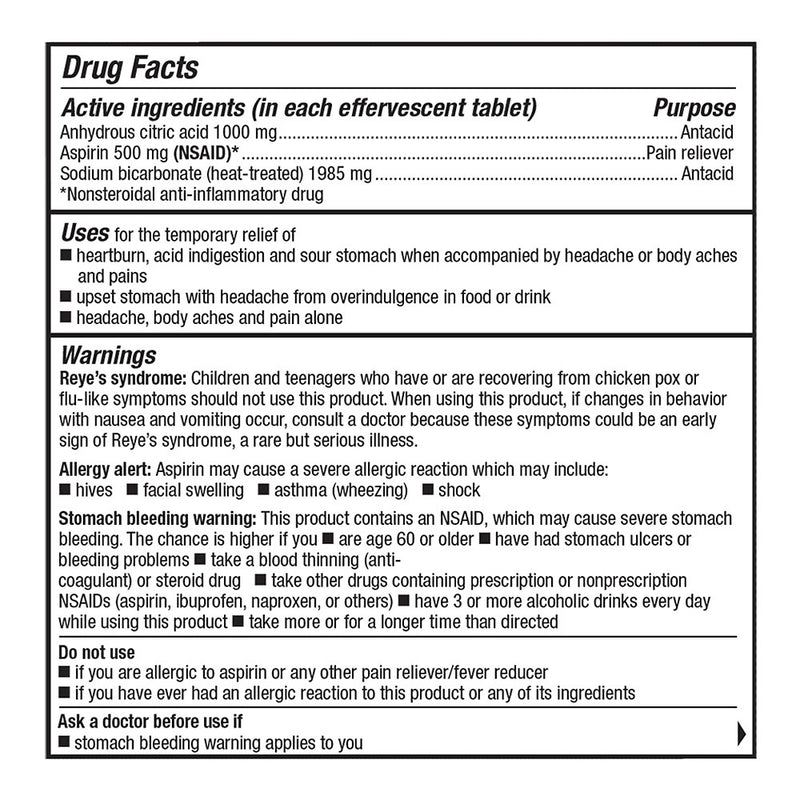 Effervescent Antacid & Pain Relief Extra-Strength Tablets, 24 ct, QC99790