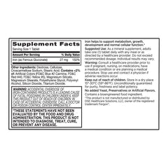 Iron 27 mg Ferrous Gluconate Tablets, 100 ct, QC99339