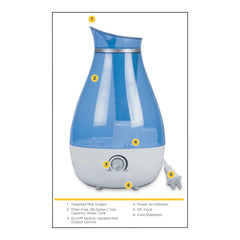 Cool Mist Ultrasonic Humidifier, .66 gal, QC99786