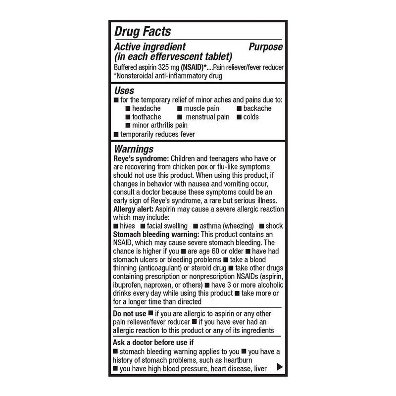Effervescent Antacid & Pain Relief Tablets, 36 ct, QC95536
