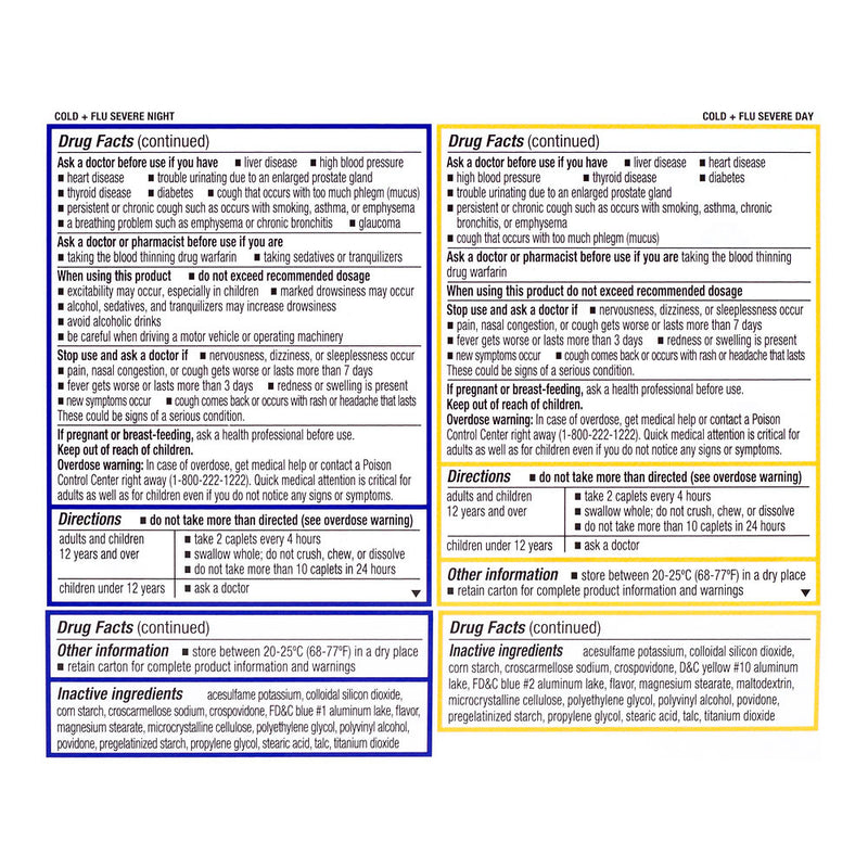 Cold & Flu Daytime/Nighttime Severe Caplets, 24 ct, QC99621