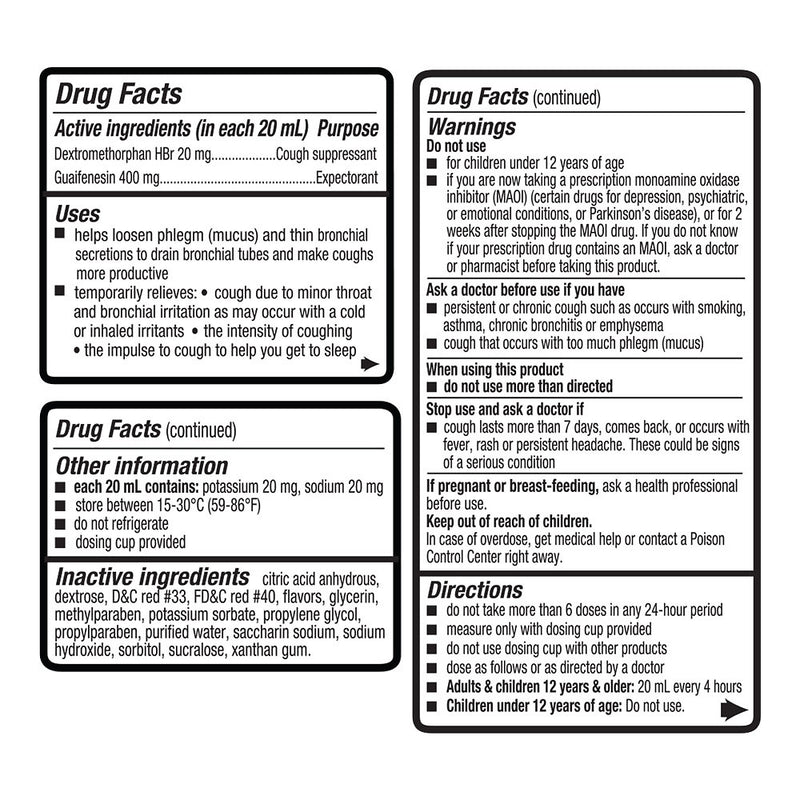 Mucus Relief Max-Strength DM Max Liquid, 6 oz, QC95338
