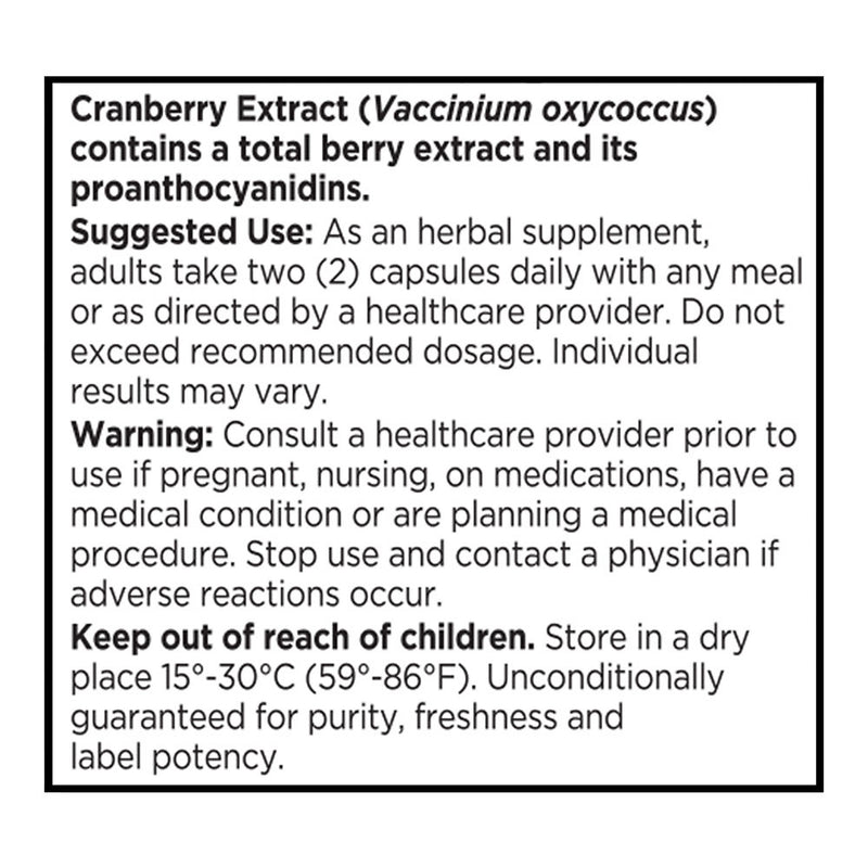 Cranberry Extract Vegetarian Capsules, 60 ct, QC98664