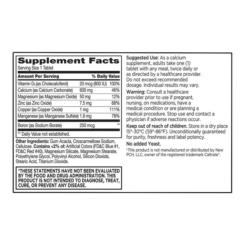 Calcium 600 mg plus D3 & Minerals Tablets, 60 ct, QC99541