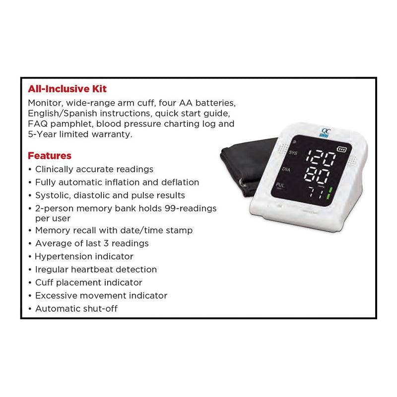 Blood Pressure Monitor Automatic w/ Wide Range Arm Cuff