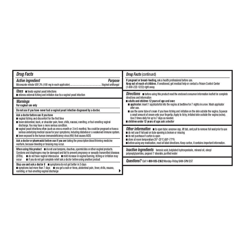 Miconazole 7-Day Cream with Applicators, 1.59 oz, QC99910