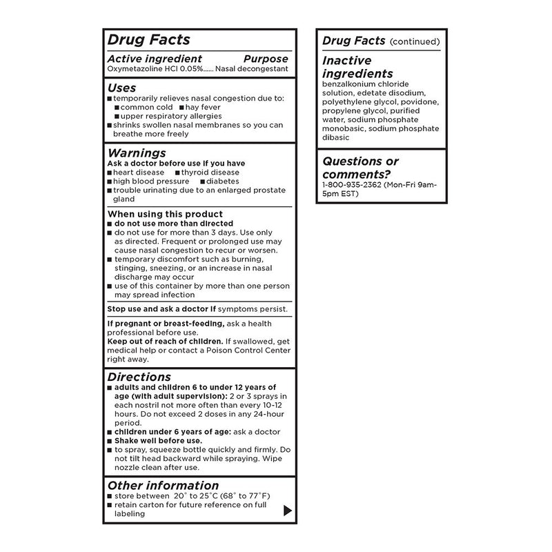 Nasal Relief 12-Hour Decongestant Spray, 1 oz, QC98844