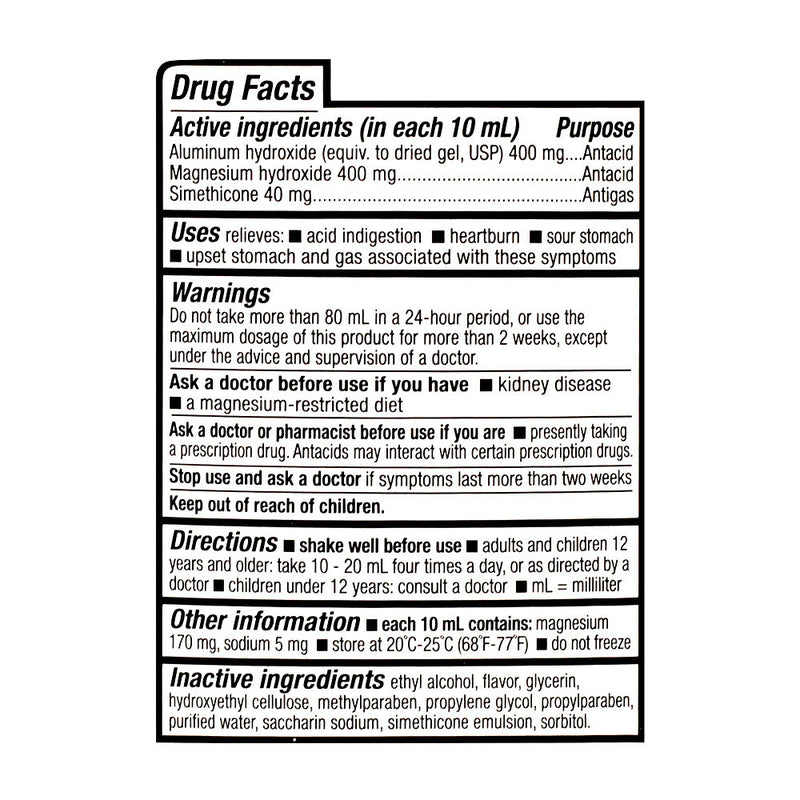 Antacid Reg-Strength Liquid, Mint Flavor, 12 oz, QC90122