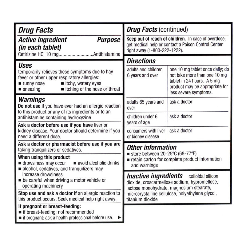 Cetirizine HCl 10 mg Tablets, 30 ct, QC99684