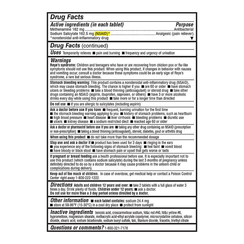 Antibacterial Plus Urinary Pain Relief Tablets, 24 ct, QC99603