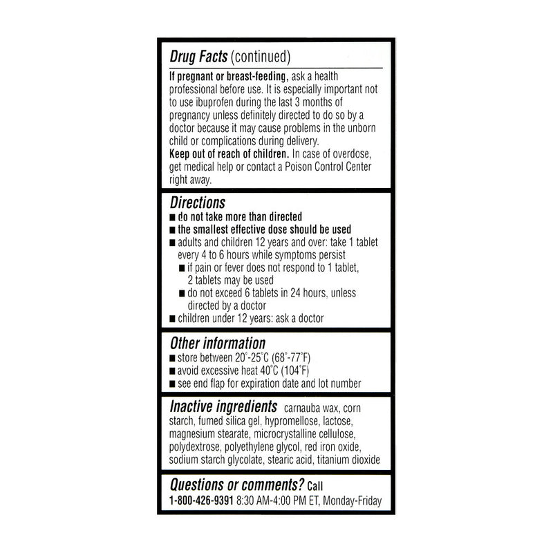 Ibuprofen 200 mg Brown Tablets, 100 ct, QC98077