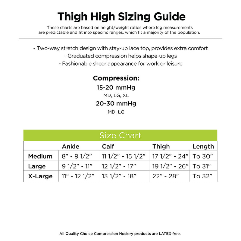 Stocking Thigh Lace 15-20mmHg Beige Large, 1 pr, QC99251