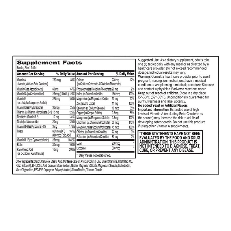 Multi-Vite 50+ with Lycopene & Lutein Tablets, 60 ct, QC95030