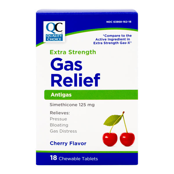 Gas Relief Extra-Strength Chewable Tablets, Cherry Cream Flavor, 18 ct, QC95766
