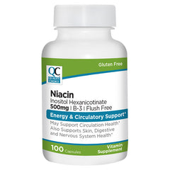 Niacin 500 mg plus B3 Flush Free Capsules, 100 ct, QC98639