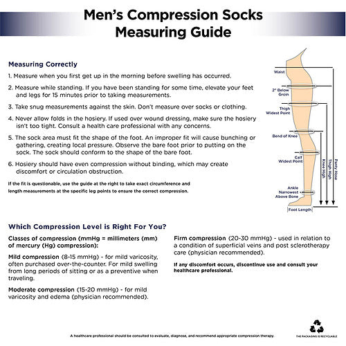 Socks Knee High Men's 8-15mmHg Black Medium, 1 pr, QC96637