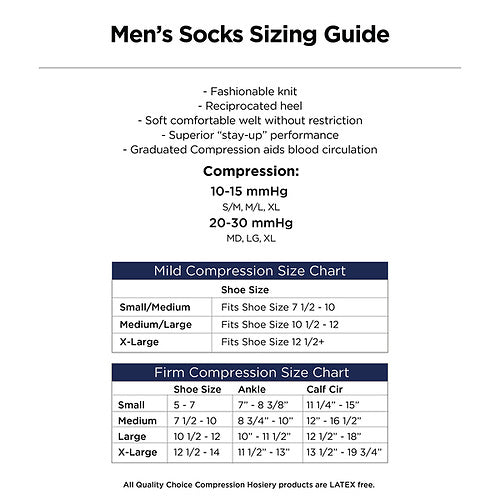 Socks Knee High Men's 20-30mmHg Black XL, 1 pr, QC96648