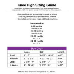 Stocking Knee High Sheer 8-15mmHg Black XL, 1 pr, QC99195