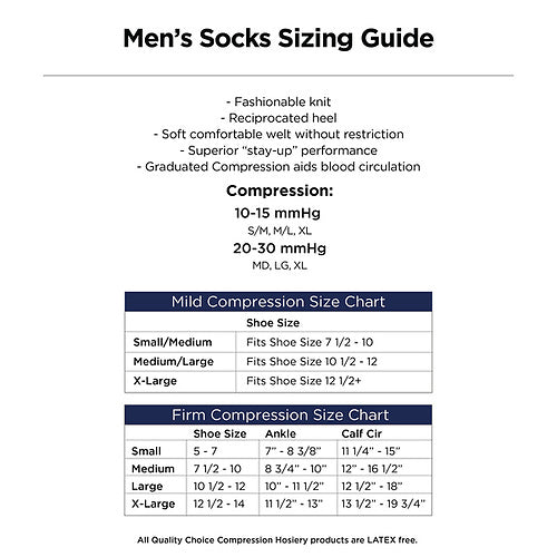 Socks Knee High Men's 8-15mmHg Black XL, 1 pr, QC96639