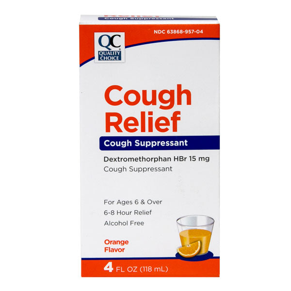Cough Relief Liquid, Orange Flavor, 4 oz, QC99413