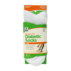 Diabetic White Ankle Socks, Medium, 2 pr, QC99101