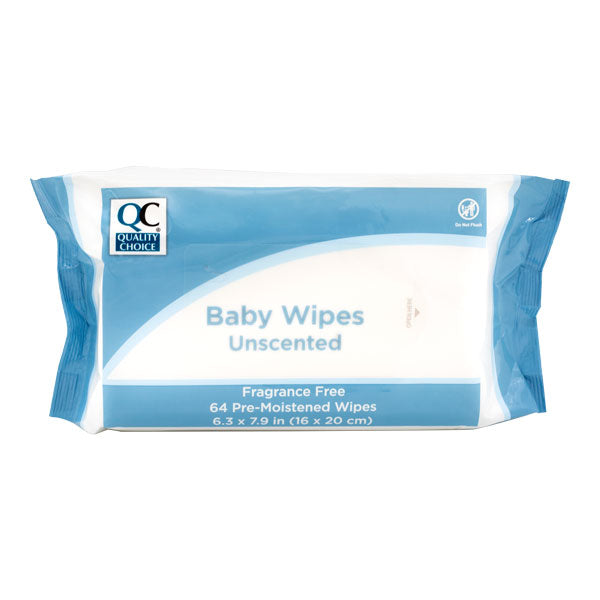 Baby Wipes Unscented, 64 ct, QC99900