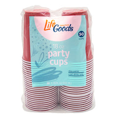 LifeGoods Plastic Red Cups 18 oz, 50 ct, QC60016