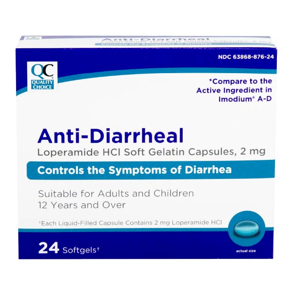 Loperamide 2 mg Anti-Diarrheal Softgels, 24 ct, QC99714