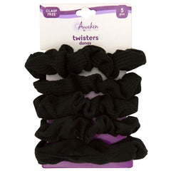 Hair Scrunchie/ Twisters Large Black, 5 ct QC90051