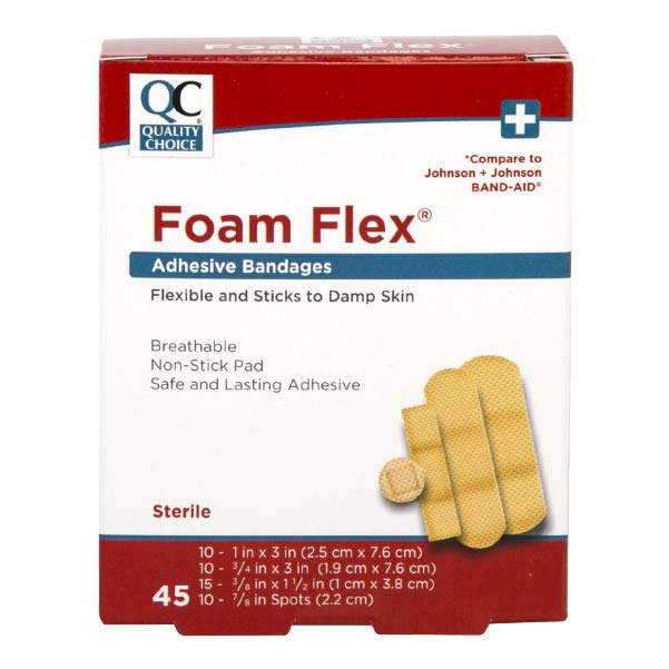 Adhesive Bandages Foam Flex Asst, 45 ct, QC95867